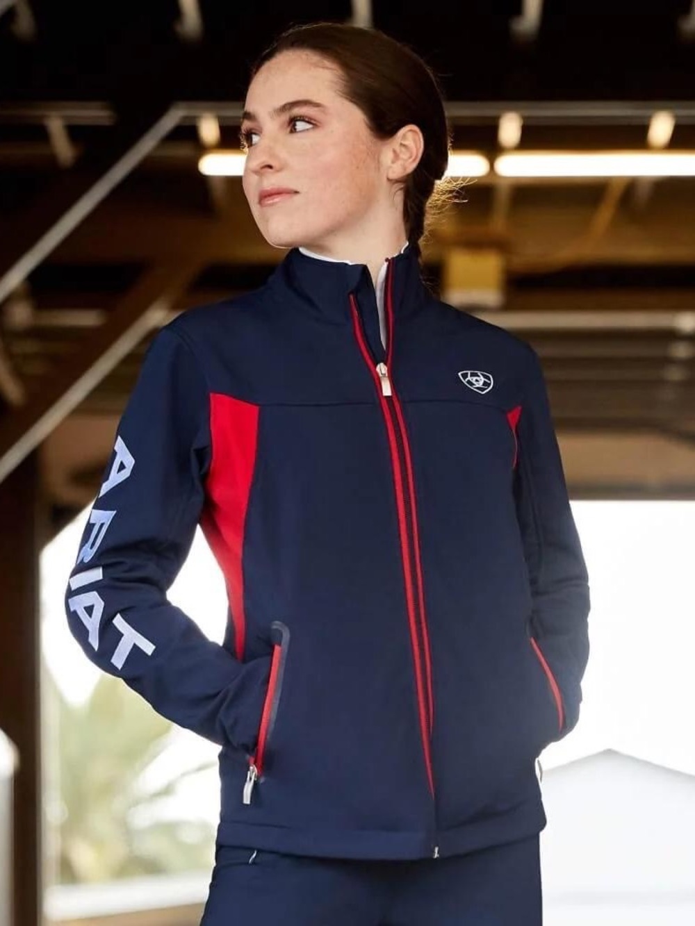 Ariat Navy Jacket with Red Accents Utility Softshell